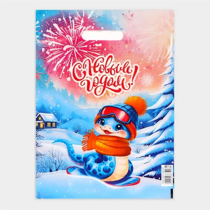 Пакет &laquo;Змея сноубордист&raquo;, полиэтиленовый с вырубной ручкой, 30&times;40 см