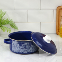 Кастрюля эмалированная &laquo;Вологодское кружево&raquo;, 3 л, индукция, цвет синий