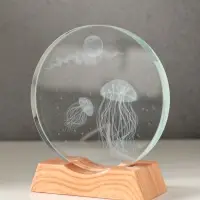 Сувенир стекло свет "Диск. Медузы" 5хLED d=10 см, USB 10х4х11,4 см