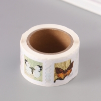 Наклейка бумага "Марки. Бабочки" 3х3 см 200 шт в рулоне