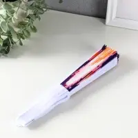 Веер пластик, текстиль "Спящие котики на полянке" МИКС 23 см