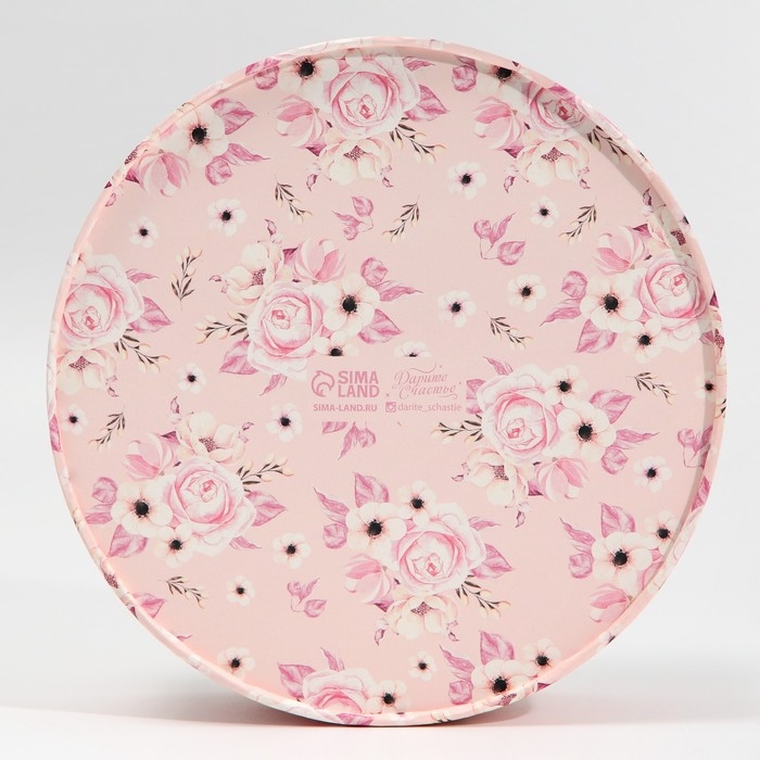 Коробка для макарун, кондитерская упаковка тубус с окном, &laquo;Цветы&raquo; 20 х 20 х 5 см