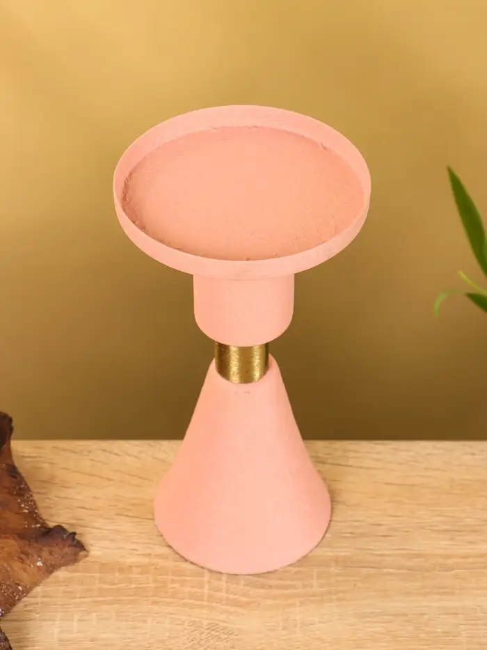 Подсвечник на 1 свечу текстурный "Пудровый" 10,5х10,5х19,5 см