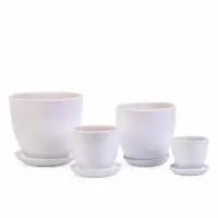 Набор горшков цветочный поддоном 4 шт 0,4 / 1 / 2,5 / 5 л керамика, Белый