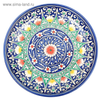 Ляган Риштанская Керамика "Цветы", 28 см, синий