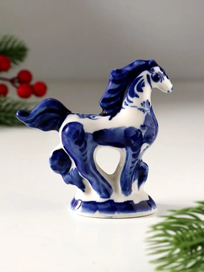 Сувенир Скакун , 9х9 см, гжель