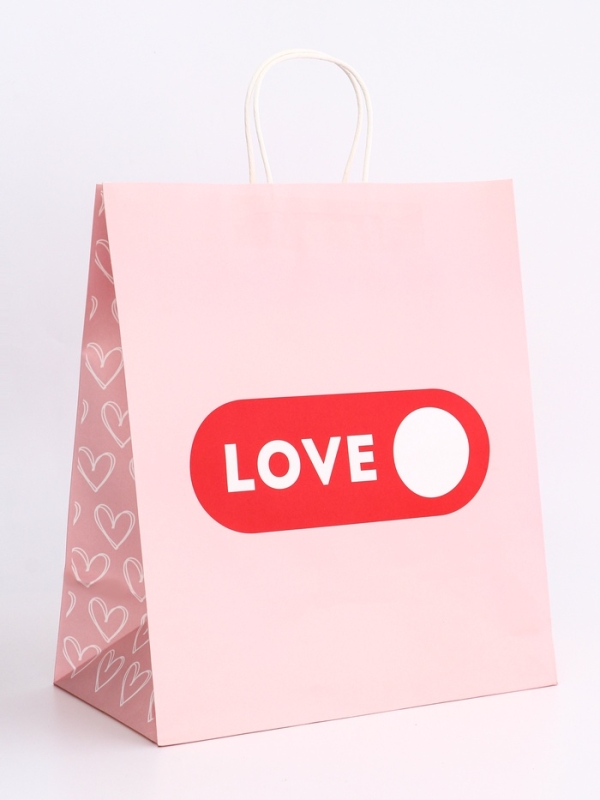 Пакет подарочный крафт "Любовь" 32 х 17,5 х 37 См