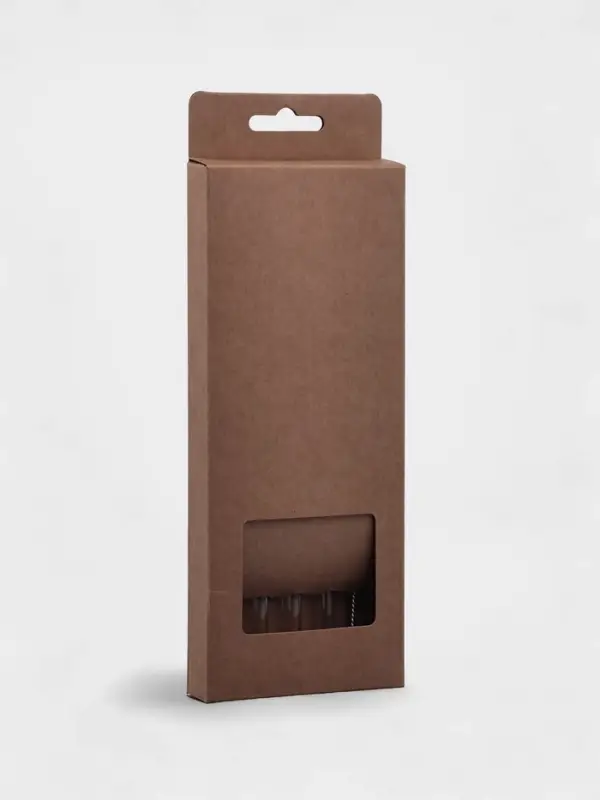 Набор трубочек из боросиликатного стекла с ершиком "Симпл", 4 трубочки, 1 ершик