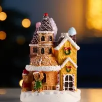 Фигура светодиодная "Пряничный замок" 10х7 см, 4 LED, LR41x3 (в компл), Т/БЕЛЫЙ