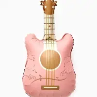 Воздушный шар фольгированный 35" "Гитара" цвет розовый