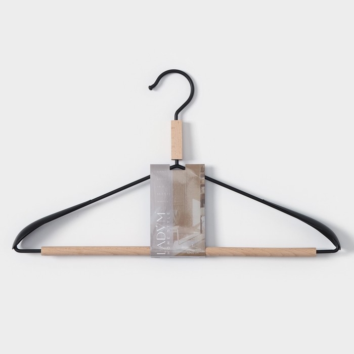 Плечики - вешалка для одежды LaDо́m Laconique, 42&times;24&times;3,2 см, широкие плечики, цвет чёрный
