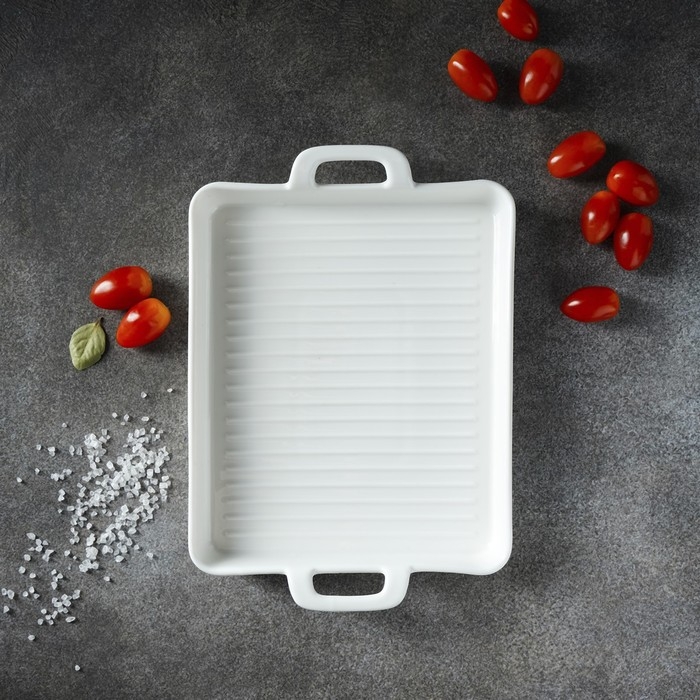 Блюдо фарфоровое для запекания Magistro &laquo;Гриль Бланш&raquo;, 600 мл, 25,3&times;17,8&times;3 см, цвет белый