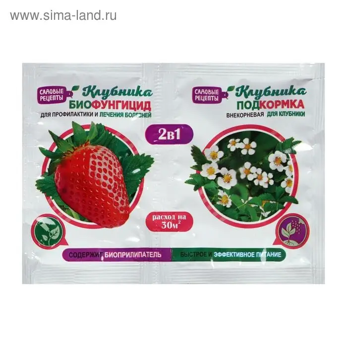 Набор: фунгицид+удобрение &laquo;Клубника&raquo;, 2 в 1, биофунгицид 10 г + внекорневая подкормка, 10 мл