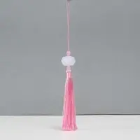 Подвеска текстиль, пластик "Кисть. Лотос" розовая 1,2х2,7х14,5 см