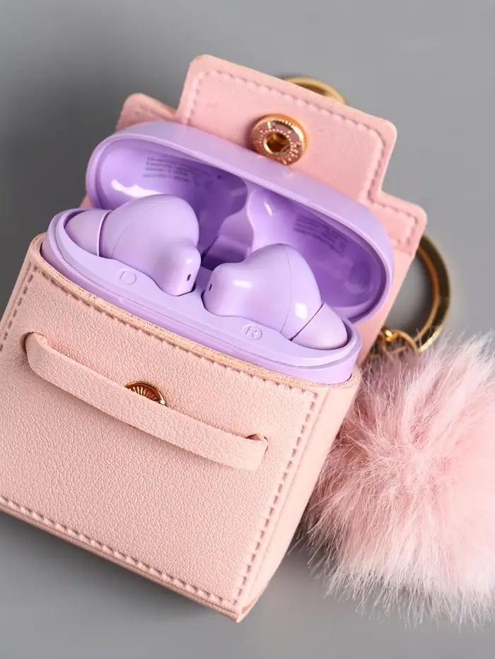 Брелок кожзам с карабином, с пушистиком "Сумочка" нежно-розовый 5,8х2,4х5 см