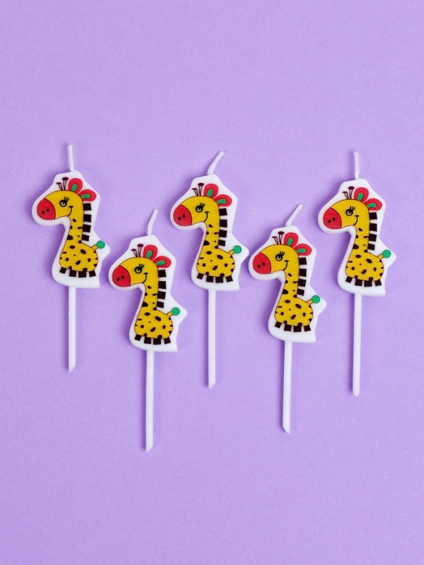 Свечи для торта "Жирафики", 5 шт, желтые