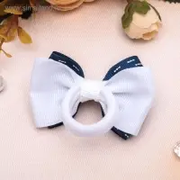 Резинка для волос &laquo;Школьница&raquo;, бант штрихи, 6.5 см, сине-белая