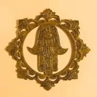 Панно "Хамса" МДФ, 40х40х1 см, цв. золото/чёрный