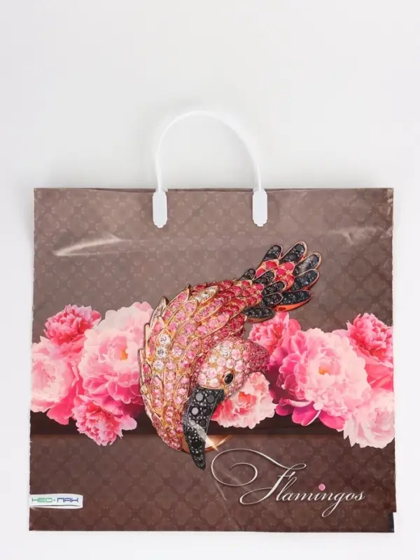 Пакет "Розовый фламинго, полиэтиленовый, пластиковая ручка 37х35 см 90 мкм 1095891