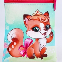 Сумка детская для девочки на молнии, длинный ремень, цвет зелёный/красный