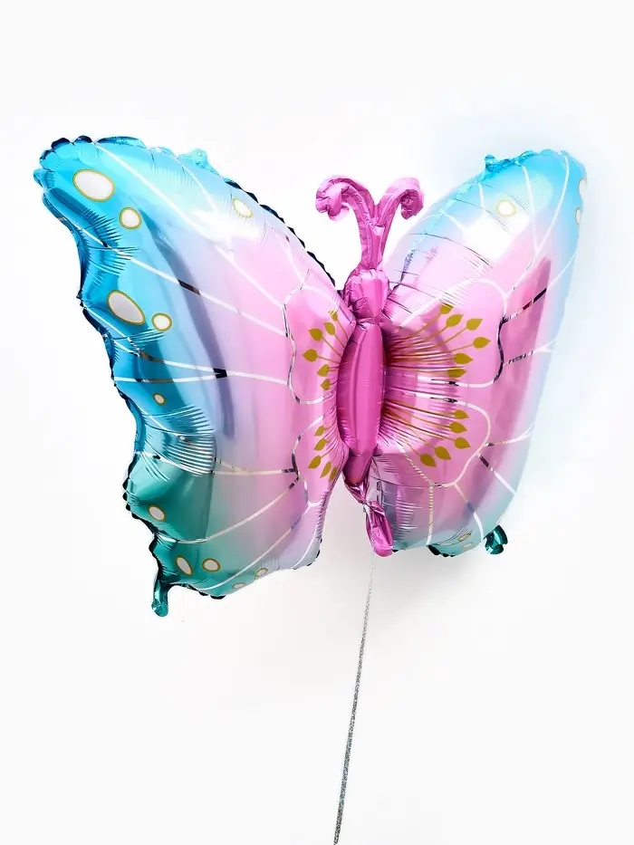 Воздушный шар фольгированный 32" &laquo;Бабочка&raquo; цвет голубой металлик