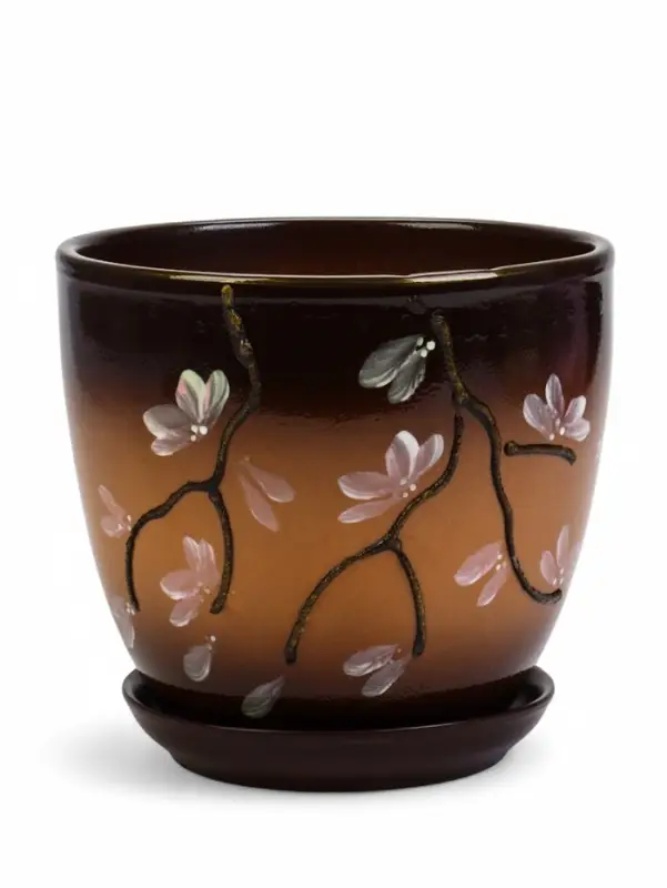 Горшок цветочный поддоном  2,5 л,  керамика, Миндаль (М)