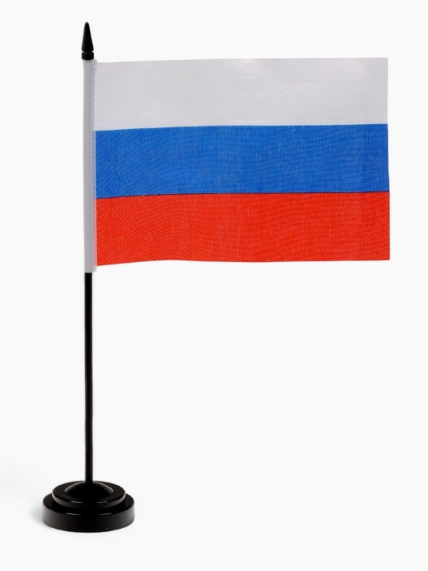 Флаг России, набор 6 штук, 14 х 21 см, флагшток 33.5 х 6.4 см, полиэстер