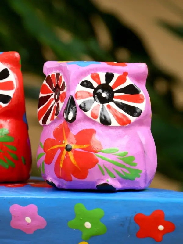 Сувенир "Пара совят" дерево 14х7х9 см, цв. красный/сиреневый