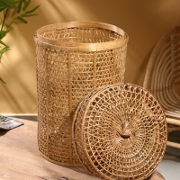 Корзина плетёная "Баскет" бамбук 40х40х60 см, светлая