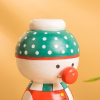 Деревянная кукла кокеши "Снеговичок" 7х7,5х15 см