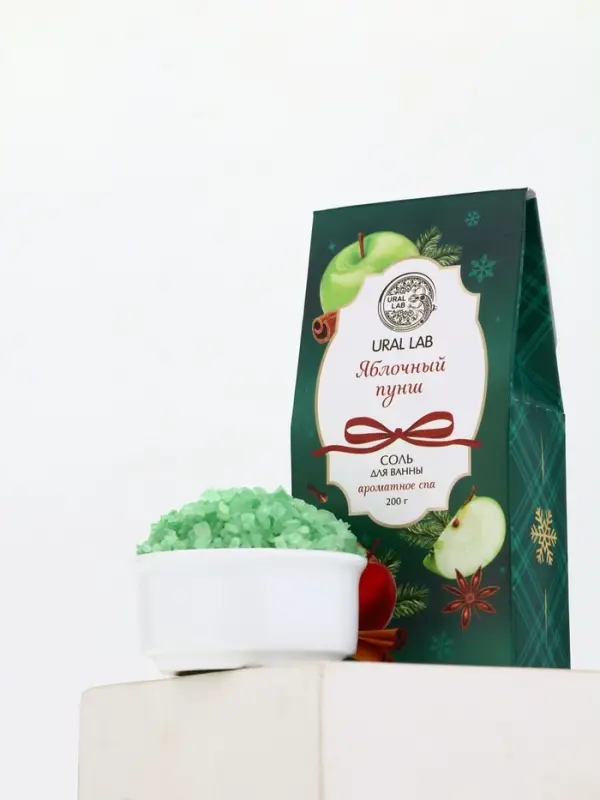 Соль для ванны, аромат яблочный пунш, 200 г, URAL LAB