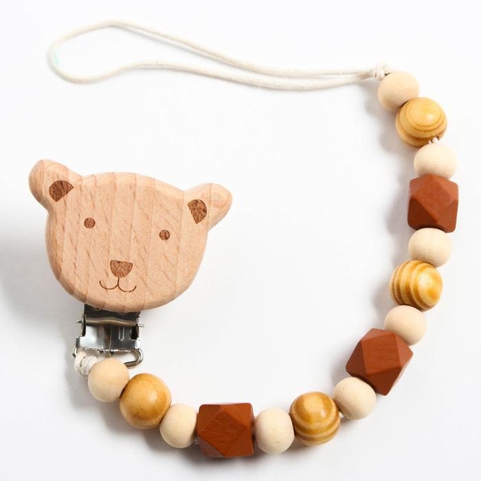 Держатель для соски - пустышки &laquo;Мишка&raquo;, деревянный