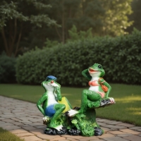 Садовая фигура из полистоуна &laquo;Лягушки на качелях&raquo;, 37&times;17&times;38 см