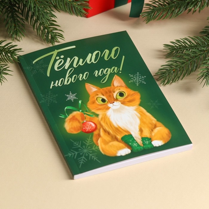 Подарочный набор &laquo;Тёплого нового года&raquo;: чай чёрный с клубникой 50 г., печенье с предсказанием 8 шт., ежедневник 80 листов