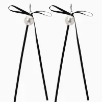 Серьги жемчуг "Бусина с бантиком", №16, цвет бело-чёрный в серебре