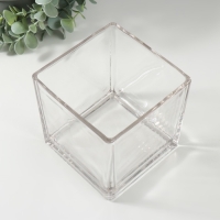 Подсвечник стекло на 1 свечу "Квадратный" прозрачный 12х12х12 см