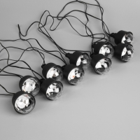 Гирлянда &laquo;Нить&raquo; 5.4 м с насадками &laquo;Диско-шары&raquo;, IP44, тёмная нить, 10 LED, свечение красное/тёплое белое, солнечная батарея