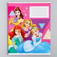 Тетрадь в клетку 12 листов, 5 видов МИКС, обложка мелованный картон, &laquo;Принцессы&raquo;