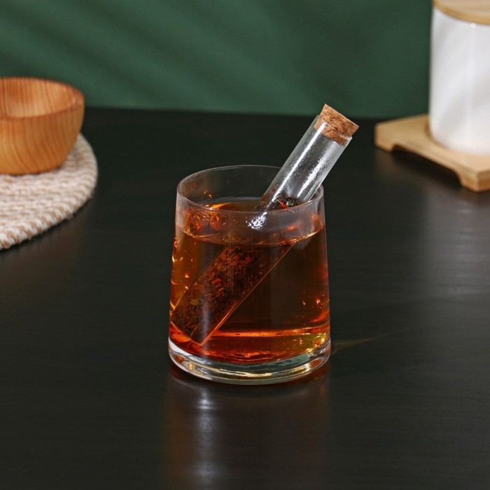 Колба стеклянная для заваривания с пробкой из бамбука &laquo;Алхимия&raquo;, 2&times;12 см, набор, 12 шт