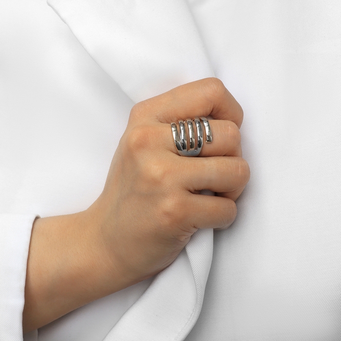 Кольцо металл «Тренд» пять линий, цвет серебро, размер 16 Кольцо металл «Тренд» пять линий, цвет серебро, размер 16