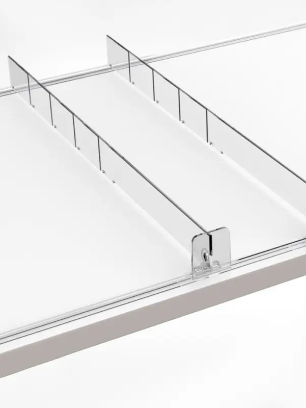 Пластиковый обламывающийся разделитель высотой 30 мм с передним ограничителем 35 мм, L=185-385 мм