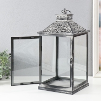 Подсвечник металл фонарь "Кружевные узоры" набор 2 шт 14х14х27 см, 20х20х40 см