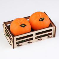 Набор новогодних свечей "Мандарины в ящике", 2 шт, 6,2&times;14&times;7,4 см