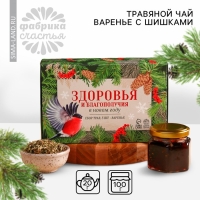 Подарочный набор &laquo;Новый год:Здоровья и благополучия&raquo;: сбор трав 3 шт. х 20 г., варенье из сосновых шишек 100 мл.
