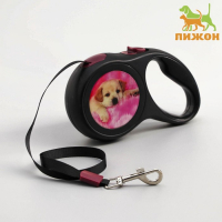 Рулетка с принтом "Милашка", 3 м, вес животного до 12 кг, чёрная Рулетка с принтом "Милашка", 3 м, вес животного до 12 кг, чёрная