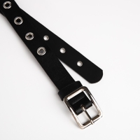 Ремень женский, ширина 2.5 см, люверсы, пряжка металл, цвет чёрный Ремень женский, ширина 2.5 см, люверсы, пряжка металл, цвет чёрный