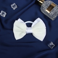 Резинка для волос "Школьница стиль" волны, 12 см, белый Резинка для волос "Школьница стиль" волны, 12 см, белый