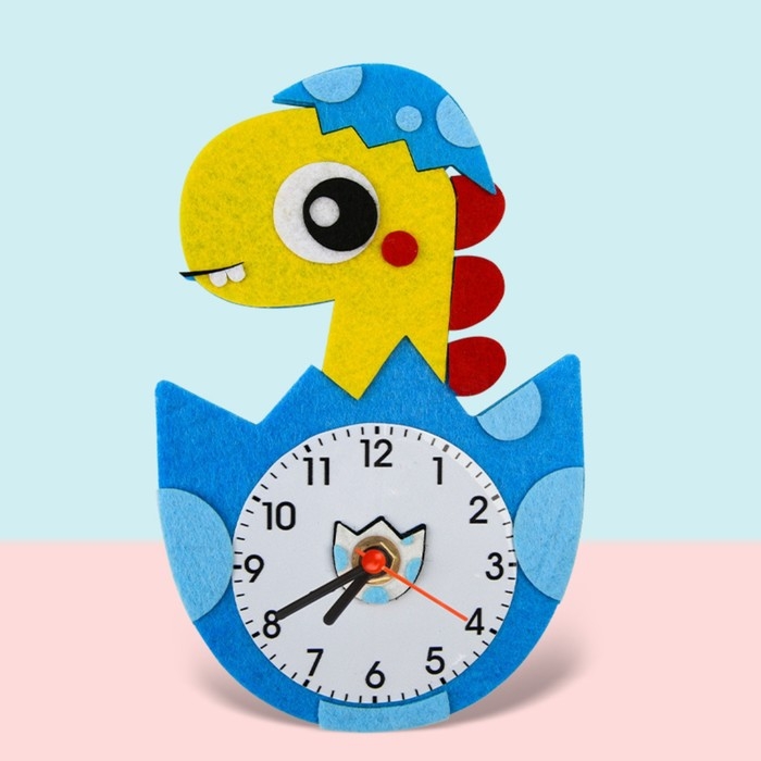 Часы настольные DIY "Динозавр из фетра" детские, набор для творчества, 23 х 21 см, АА