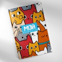 Подарочный набор блокнот-раскраска, трафарет, наклейки и восковые мелки &laquo;Котиков много не бывает&raquo;