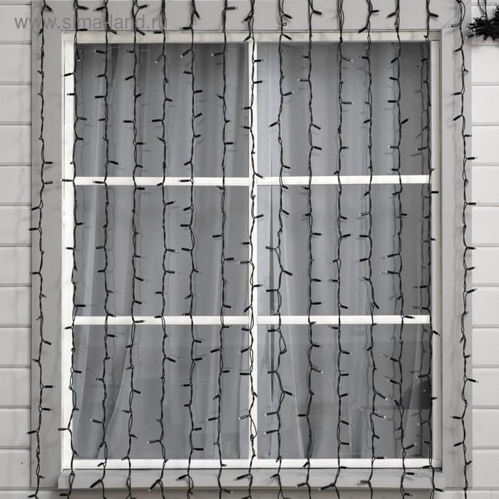 Гирлянда &laquo;Занавес&raquo; 2 &times; 3 м, IP65, УМС, тёмная нить каучук, 600 LED, свечение тёплое белое, 220 В